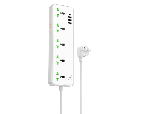 Мережевий подовжувач HOCO AC13A Talento 5-position socket(1C3A) White (6942007607148)