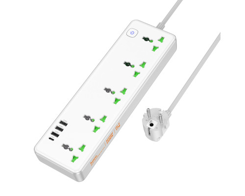 Мережевий подовжувач HOCO AC13A Talento 5-position socket(1C3A) White (6942007607148)