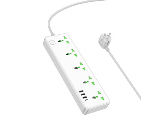 Мережевий подовжувач HOCO AC13A Talento 5-position socket(1C3A) White (6942007607148)
