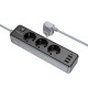 Мережевий подовжувач BOROFONE BAC8 Power 3-position socket(1C3A)(EU/GER)(L=3M) Black (6941991116643)
