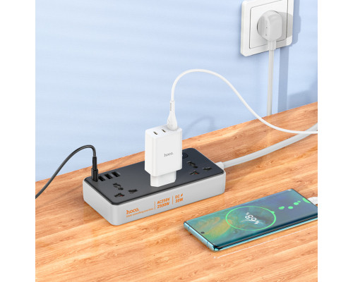Мережевий подовжувач HOCO AC8A Storm 3-position socket(PD30W/1C3A) Black (6942007600095)