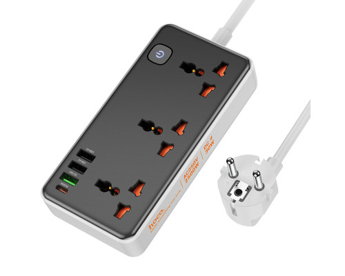 Мережевий подовжувач HOCO AC8A Storm 3-position socket(PD30W/1C3A) Black (6942007600095)