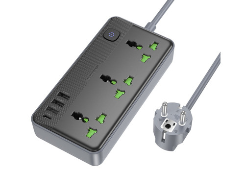 Мережевий подовжувач BOROFONE BAC2A Leya 3 position socket(1C3A)(EU) Black (6941991111440)