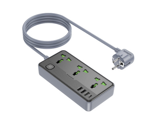 Мережевий подовжувач BOROFONE BAC2A Leya 3 position socket(1C3A)(EU) Black (6941991111440)