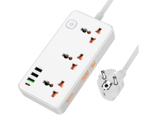Мережевий подовжувач HOCO AC8A Storm 3-position socket(PD30W/1C3A) White (6942007600101)