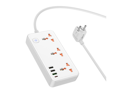 Мережевий подовжувач HOCO AC8A Storm 3-position socket(PD30W/1C3A) White (6942007600101)