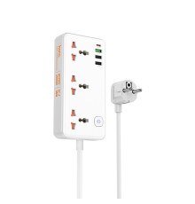 Мережевий подовжувач HOCO AC8A Storm 3-position socket(PD30W/1C3A) White (6942007600101)