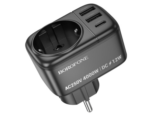 Мережевий фільтр BOROFONE BAC14 Wide 1-socket wall outlet (1C2A) (EU/GER) Black (6941991118890)