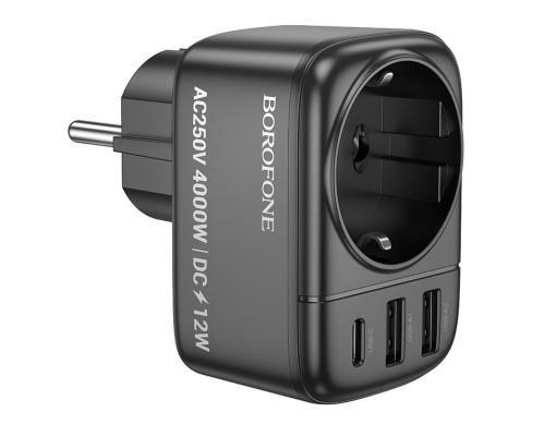 Мережевий фільтр BOROFONE BAC14 Wide 1-socket wall outlet (1C2A) (EU/GER) Black (6941991118890)