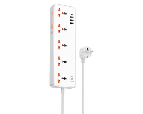Мережевий подовжувач HOCO AC14A Rico 5-position socket(PD30W/1C3A) White (6942007607186)