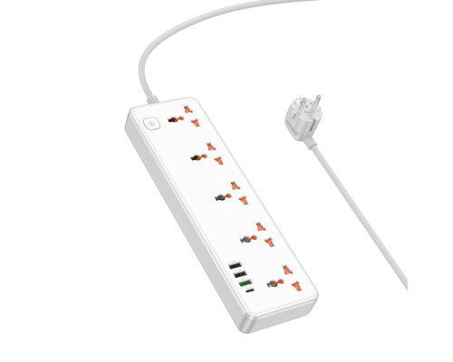 Мережевий подовжувач HOCO AC14A Rico 5-position socket(PD30W/1C3A) White (6942007607186)