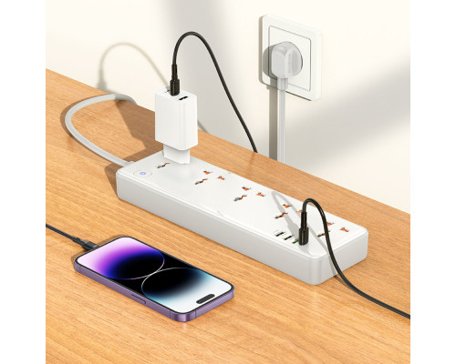 Мережевий подовжувач HOCO AC14A Rico 5-position socket(PD30W/1C3A) White (6942007607186)