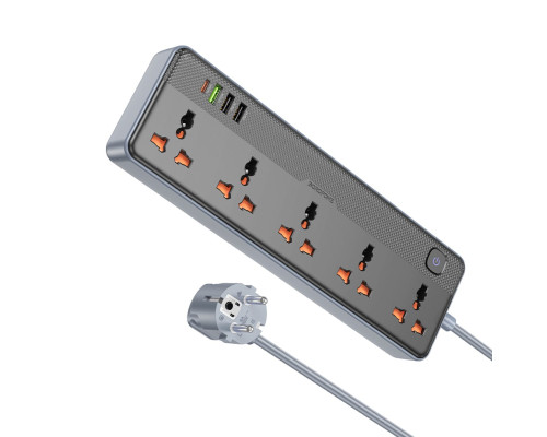 Мережевий подовжувач BOROFONE BAC5A Lord 5 position socket(PD20W/1C3A)(EU) Black (6941991111501)
