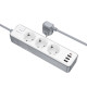 Мережевий подовжувач BOROFONE BAC9 Power 3-position socket(PD20W/1C3A)(EU/GER)(L=2M) White (6941991116650)