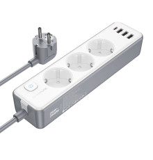 Мережевий подовжувач BOROFONE BAC9 Power 3-position socket(PD20W/1C3A)(EU/GER)(L=2M) White (6941991116650)