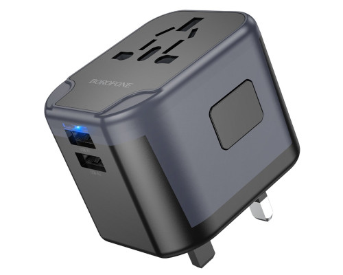 Мережевий зарядний пристрій BOROFONE BAC12 Leader 3-port(1C2A) universal conversion charger Black (6941991117152)