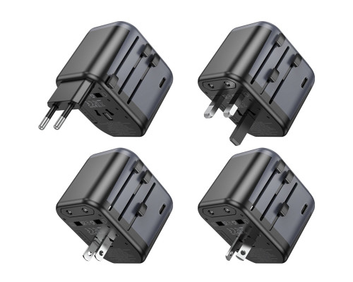 Мережевий зарядний пристрій BOROFONE BAC12 Leader 3-port(1C2A) universal conversion charger Black (6941991117152)