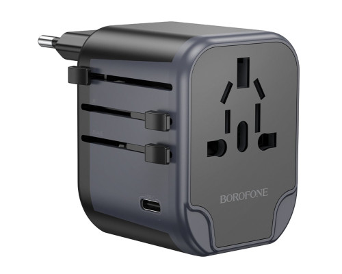 Мережевий зарядний пристрій BOROFONE BAC12 Leader 3-port(1C2A) universal conversion charger Black (6941991117152)