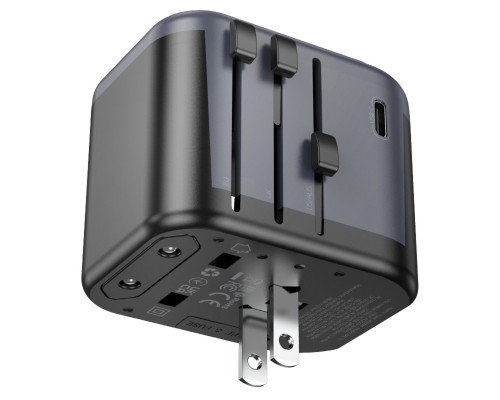 Мережевий зарядний пристрій BOROFONE BAC12 Leader 3-port(1C2A) universal conversion charger Black (6941991117152)