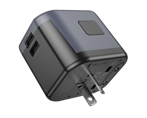 Мережевий зарядний пристрій BOROFONE BAC12 Leader 3-port(1C2A) universal conversion charger Black (6941991117152)