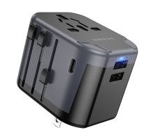 Мережевий зарядний пристрій BOROFONE BAC12 Leader 3-port(1C2A) universal conversion charger Black (6941991117152)