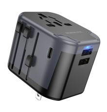 Мережевий зарядний пристрій BOROFONE BAC12 Leader 3-port(1C2A) universal conversion charger Black (6941991117152)
