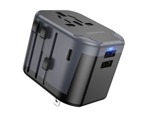 Мережевий зарядний пристрій BOROFONE BAC12 Leader 3-port(1C2A) universal conversion charger Black (6941991117152)