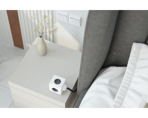 Мережевий подовжувач Allocacoc PowerCube Extended з заземленням 4 розетки 2 USB 1.5 м, сірий (1402GY/DEEUPC)