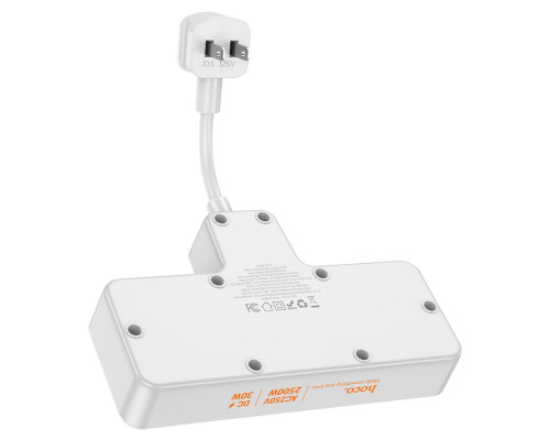 Мережевий подовжувач HOCO AC12 Reise 2-position expansion socket(PD30W/1C3A) (US) White (6942007607087)
