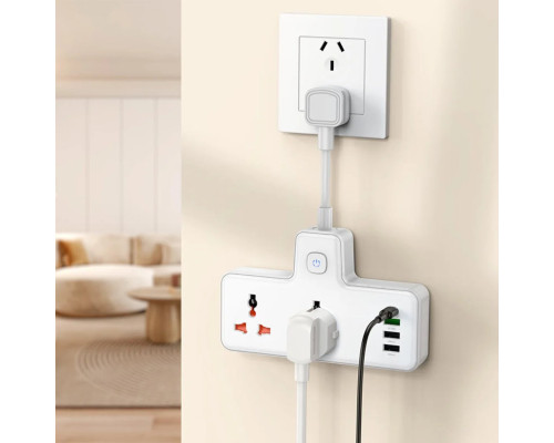 Мережевий подовжувач HOCO AC12 Reise 2-position expansion socket(PD30W/1C3A) (US) White (6942007607087)