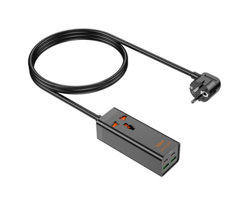 Мережевий подовжувач HOCO AC10A Barry PD65W GaN (2C2A with 1 socket) desktop charger(EU) Чорний mag-6942007601672131807