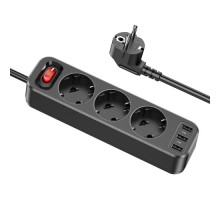 Мережевий подовжувач HOCO NS4 Sharp PD65W(2C1A) desktop socket(EU/GER) Чорний mag-6942007617352137313