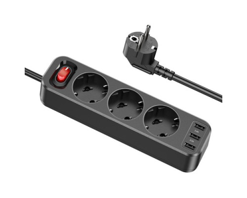 Мережевий подовжувач HOCO NS4 Sharp PD65W(2C1A) desktop socket(EU/GER) Чорний mag-6942007617352137313