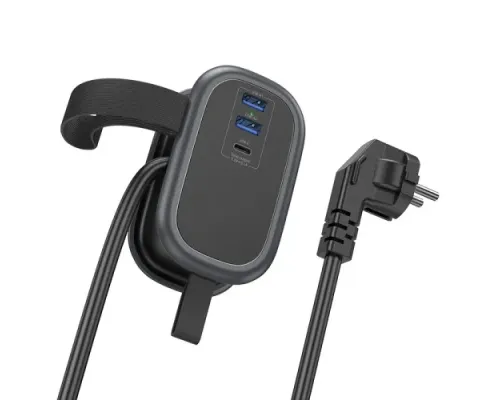 Мережевий подовжувач HOCO NS6 Sharp 1 position(1C2A) desktop socket(EU/GER) Чорний mag-6942007623940145086