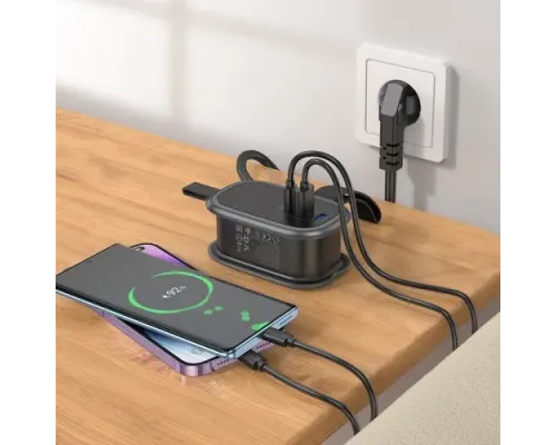 Мережевий подовжувач HOCO NS6 Sharp 1 position(1C2A) desktop socket(EU/GER) Чорний mag-6942007623940145086