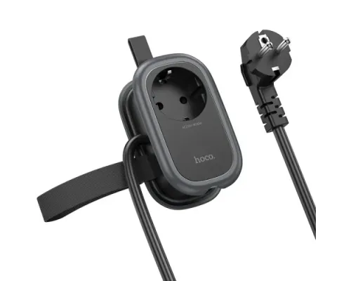 Мережевий подовжувач HOCO NS6 Sharp 1 position(1C2A) desktop socket(EU/GER) Чорний mag-6942007623940145086