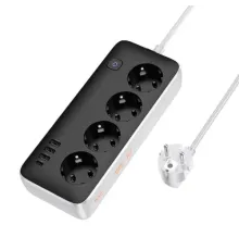 Мережевий подовжувач HOCO AC21 Sunlight 4-bit (1C3A) desktop socket (L=3M) Чорний mag-6942007636704146735