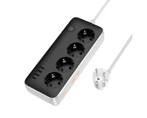 Мережевий подовжувач HOCO AC21 Sunlight 4-bit (1C3A) desktop socket (L=3M) Чорний mag-6942007636704146735