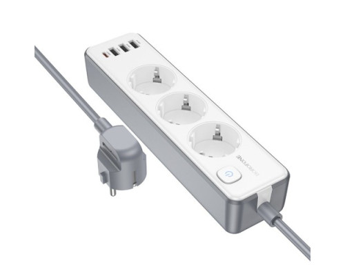 Мережевий подовжувач BOROFONE BAC9 Power 3-position socket PD20W/1C3A/3M білий mag-6941991116667139544