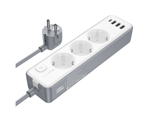 Мережевий подовжувач BOROFONE BAC9 Power 3-position socket PD20W/1C3A/3M білий mag-6941991116667139544