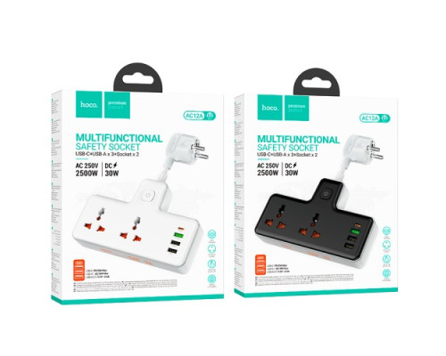 Мережевий подовжувач HOCO AC12A Reise 2-position expansion socket(PD30W/1C3A)(EU) Чорний mag-694200760709429973