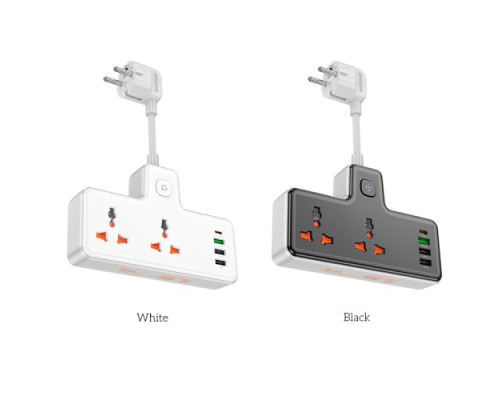 Мережевий подовжувач HOCO AC12A Reise 2-position expansion socket(PD30W/1C3A)(EU) Чорний mag-694200760709429973