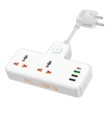 Мережевий подовжувач HOCO AC12A Reise 2-position expansion socket(PD30W/1C3A)(EU) Білий mag-6942007607100139065