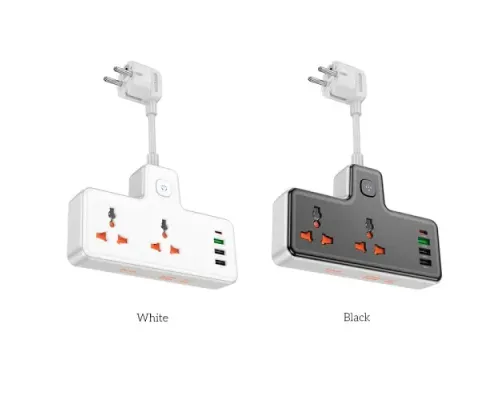 Мережевий подовжувач HOCO AC12A Reise 2-position expansion socket(PD30W/1C3A)(EU) Білий mag-6942007607100139065