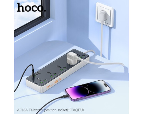 Мережевий подовжувач HOCO AC13A Talento 5-position socket(1C3A) Чорний mag-6942007607131139066