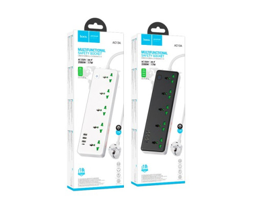 Мережевий подовжувач HOCO AC13A Talento 5-position socket(1C3A) Чорний mag-6942007607131139066