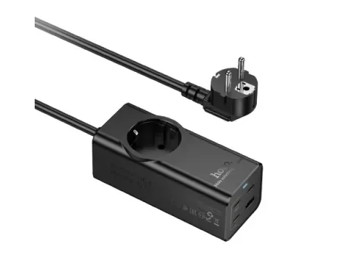 Мережевий подовжувач HOCO NS9 Wisdom 1-position(PD67W/3C1A) desktop socket(EU/GER) Чорний mag-6942007638494145091