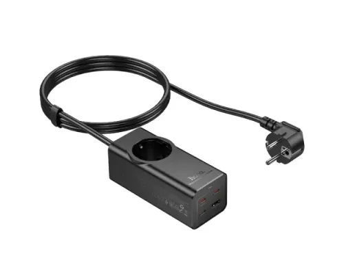 Мережевий подовжувач HOCO NS9 Wisdom 1-position(PD67W/3C1A) desktop socket(EU/GER) Чорний mag-6942007638494145091