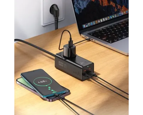 Мережевий подовжувач HOCO NS9 Wisdom 1-position(PD67W/3C1A) desktop socket(EU/GER) Чорний mag-6942007638494145091