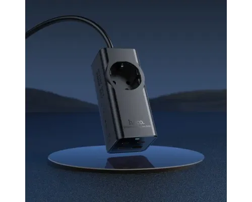 Мережевий подовжувач HOCO NS9 Wisdom 1-position(PD67W/3C1A) desktop socket(EU/GER) Чорний mag-6942007638494145091